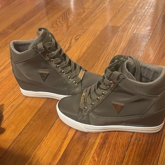 GUESS Women's Dark Green High-Top Sneakers - Picture 3 of 3